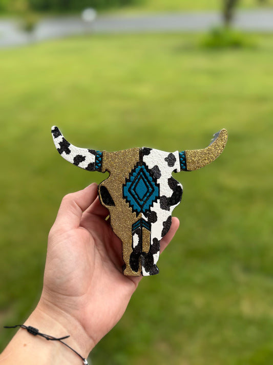 Cow Print Bull Skull Car Freshie