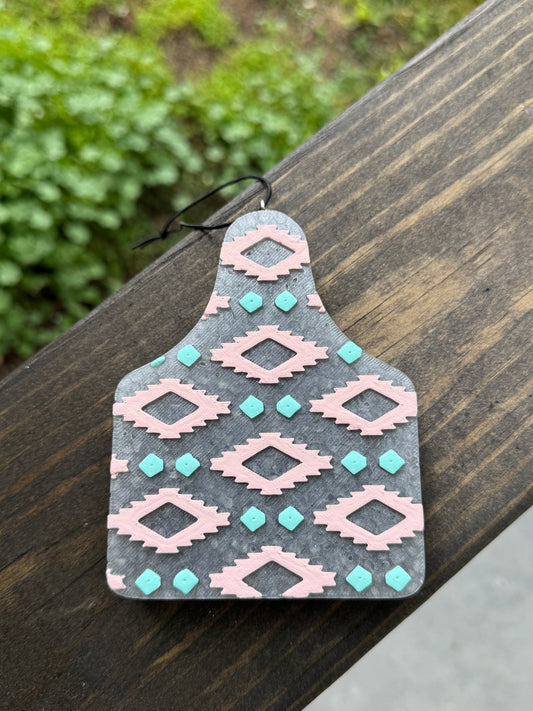 Aztec Cow Tag Car Freshie