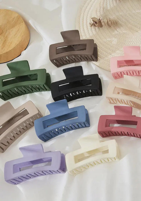 Beige Rectangular Claw Clip