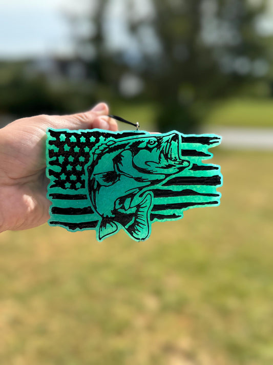 American Flag & Fish Car Freshie