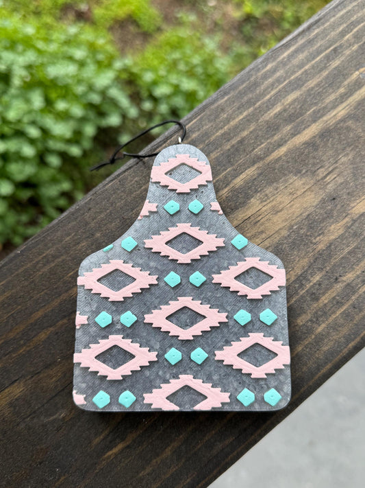 Aztec Cow Tag Car Freshie