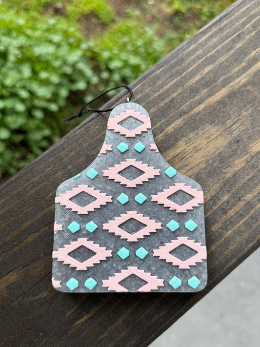 Aztec Cow Tag Car Freshie