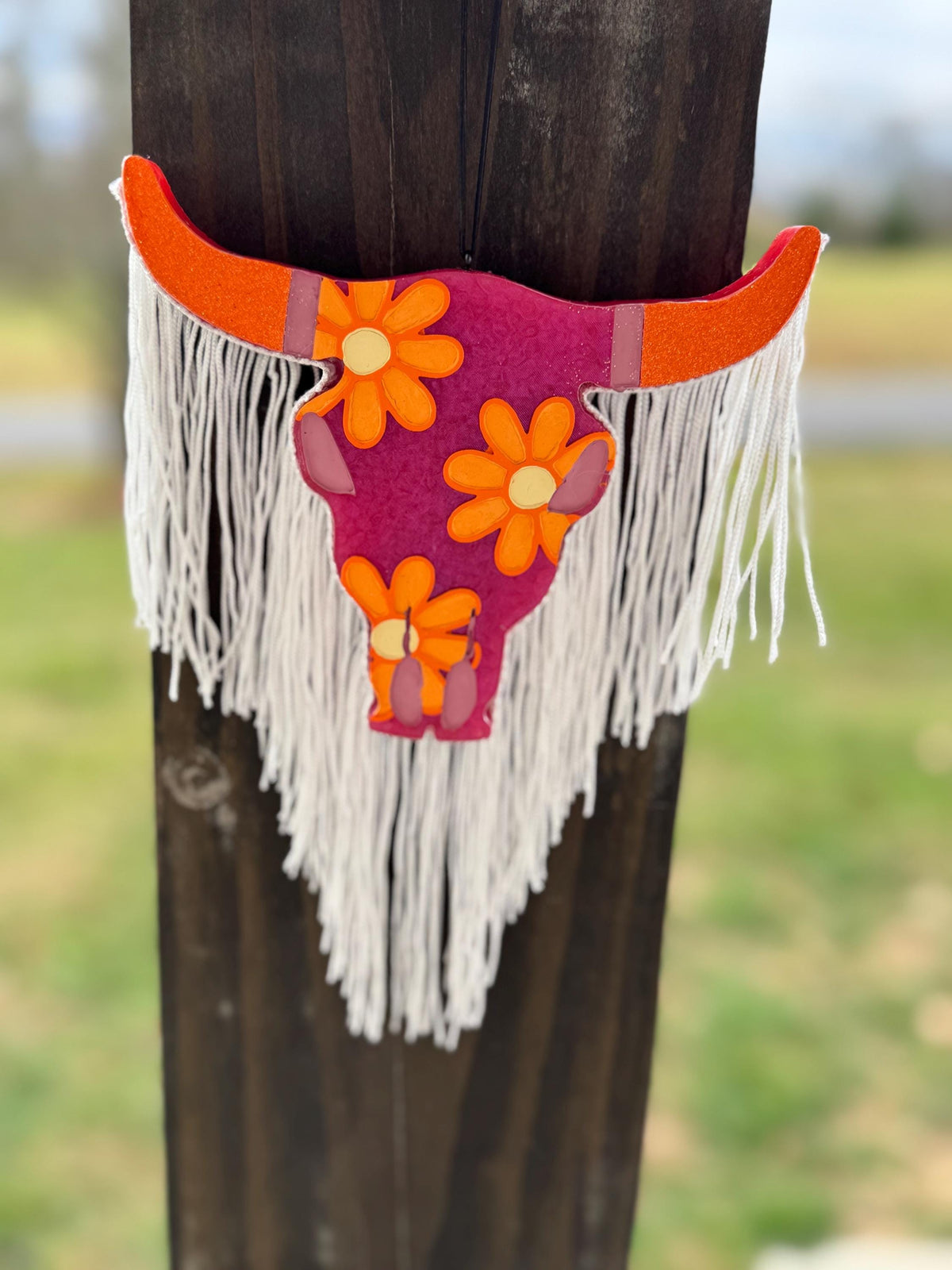 Daisy Bull Skull Car Freshie
