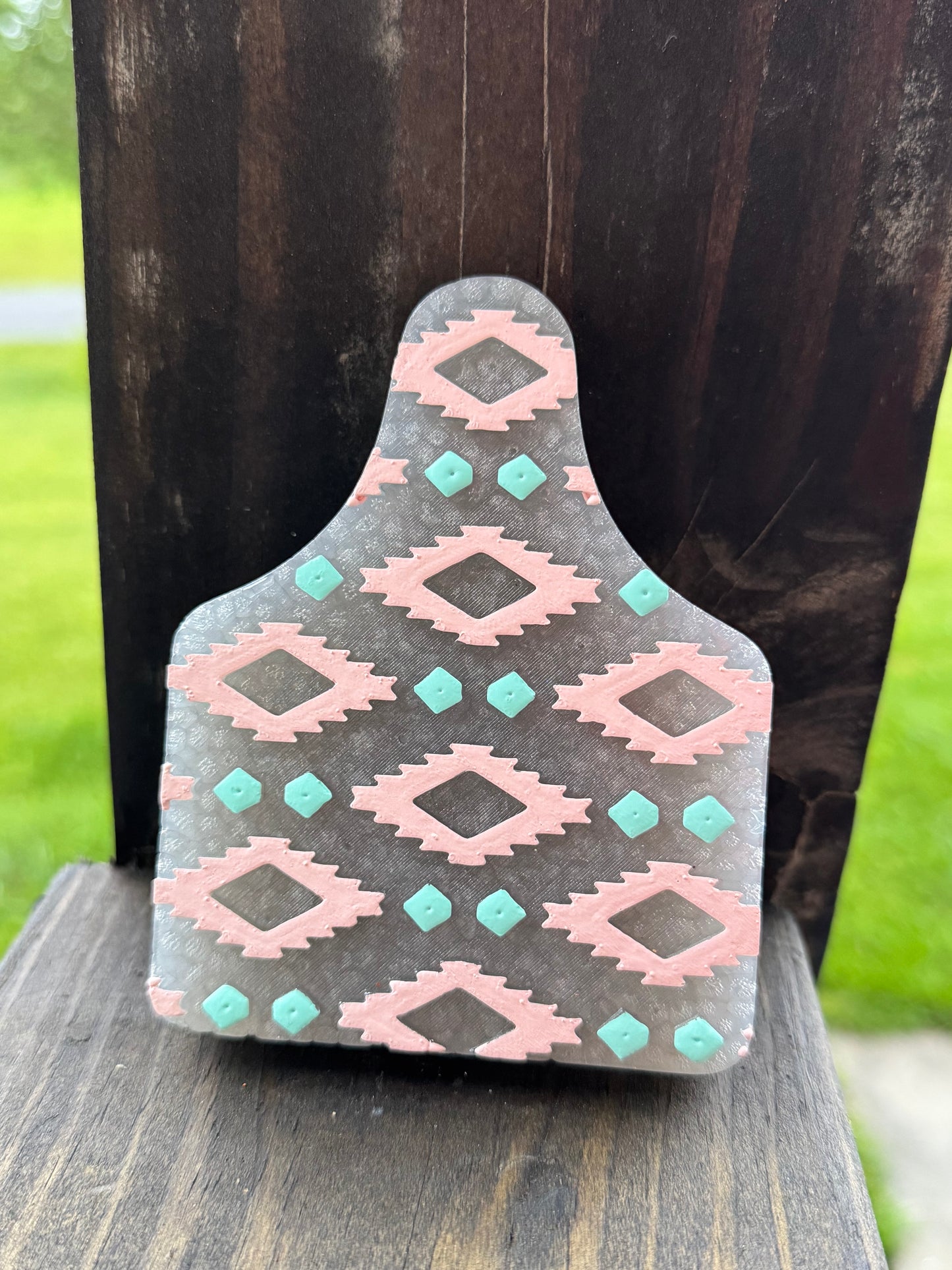 Aztec Cow Tag Car Freshie