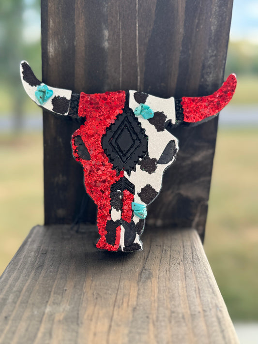 Cow Print Bull Skull Car Freshie