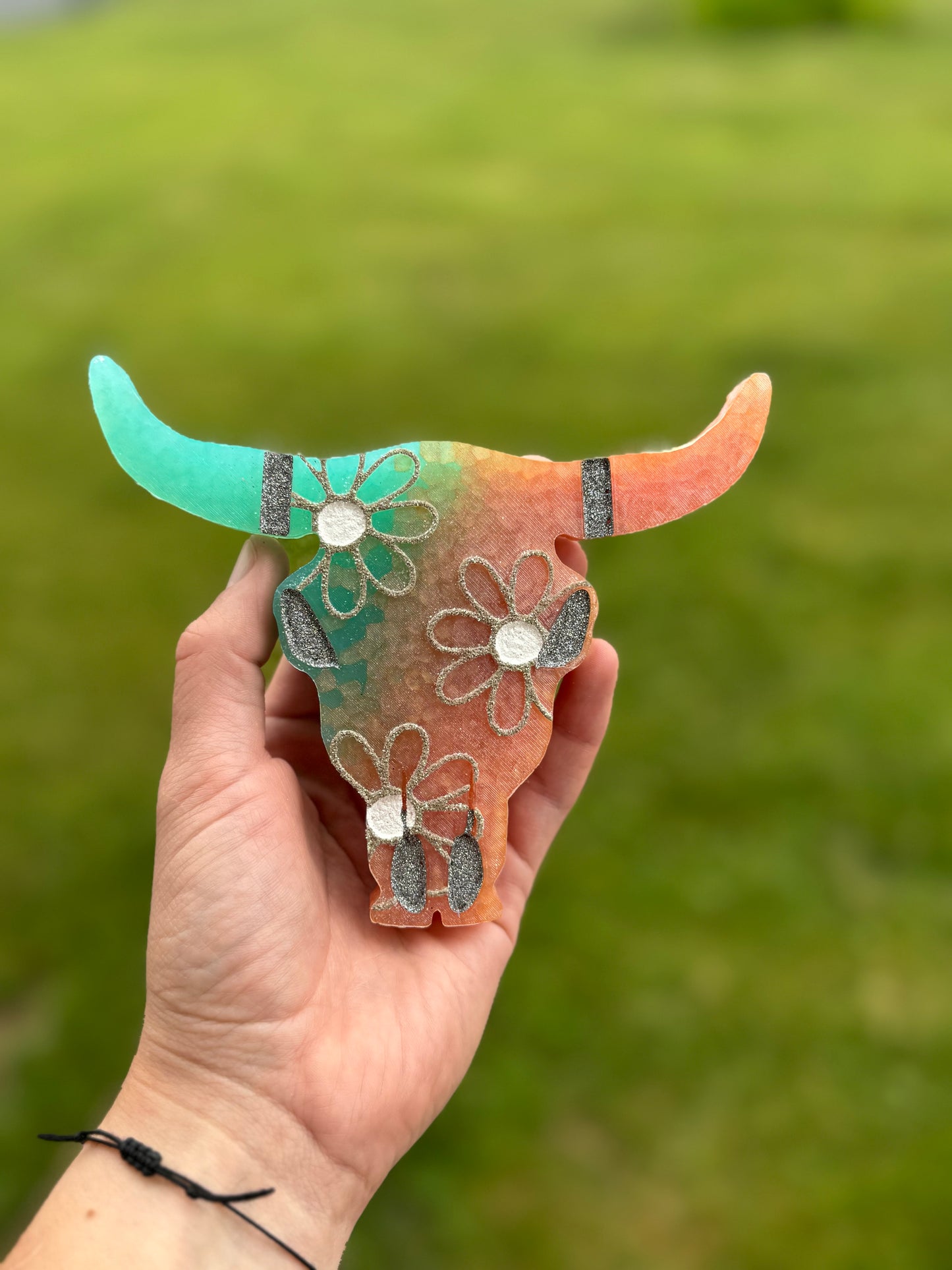 Daisy Bull Skull Car Freshie