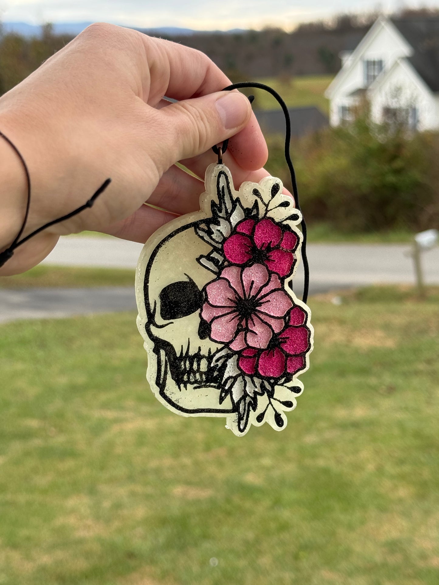 Floral Skull Car Freshie