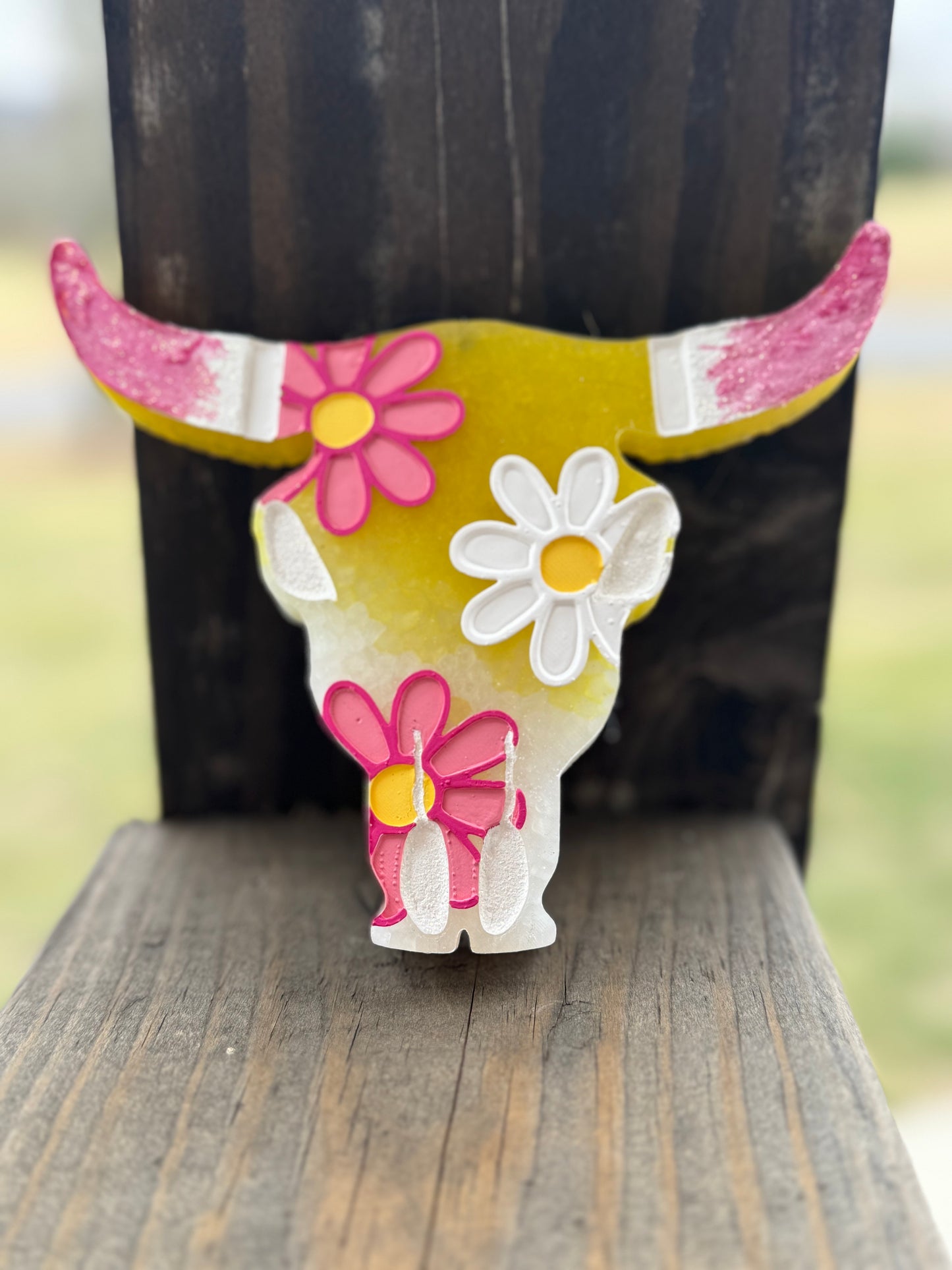 Daisy Bull Skull Car Freshie