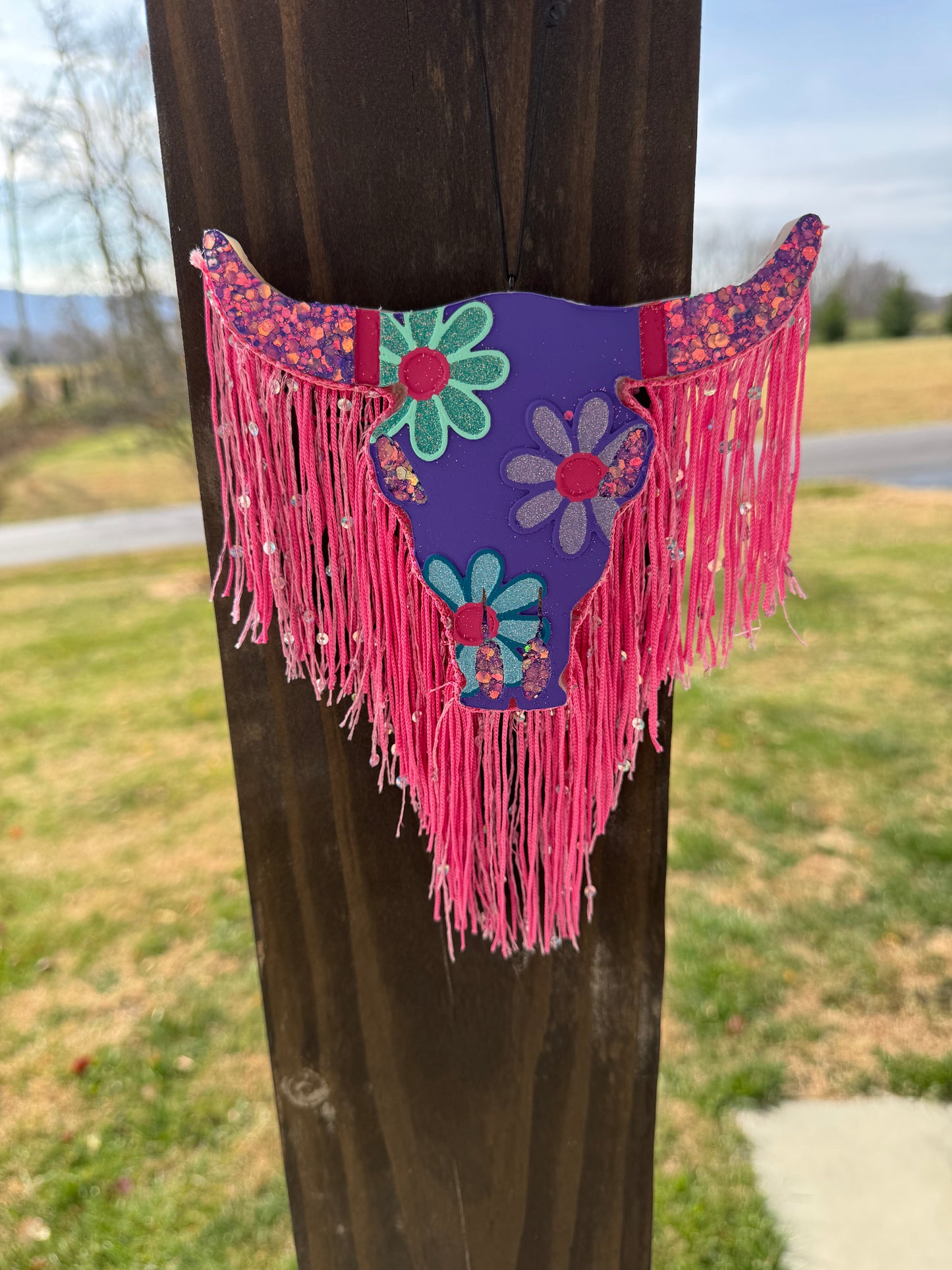 Daisy Bull Skull Car Freshie