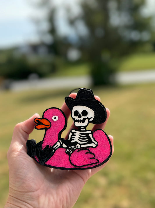 Cowboy Skelly on Floaty Car Freshie