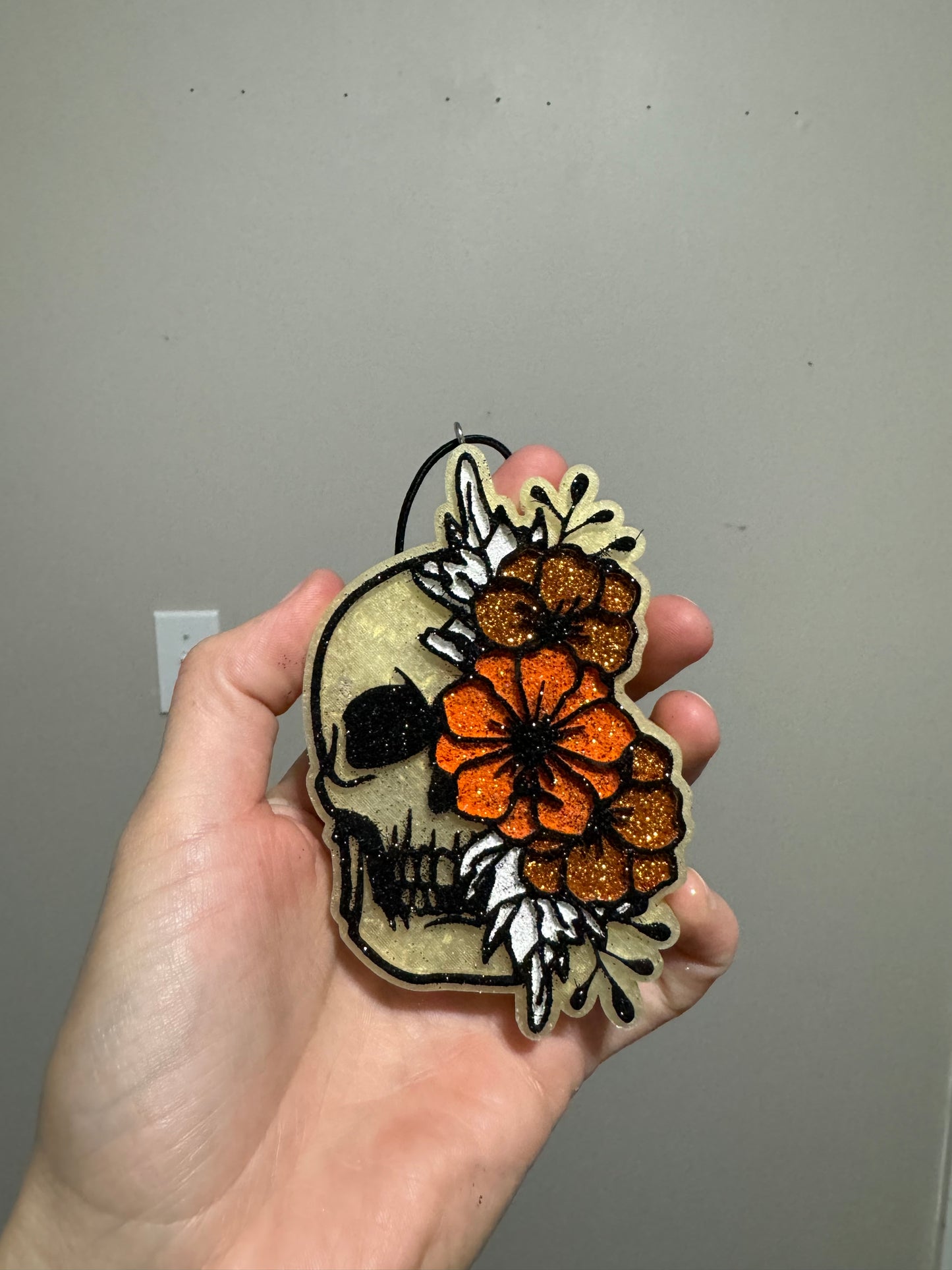 Floral Skull Car Freshie