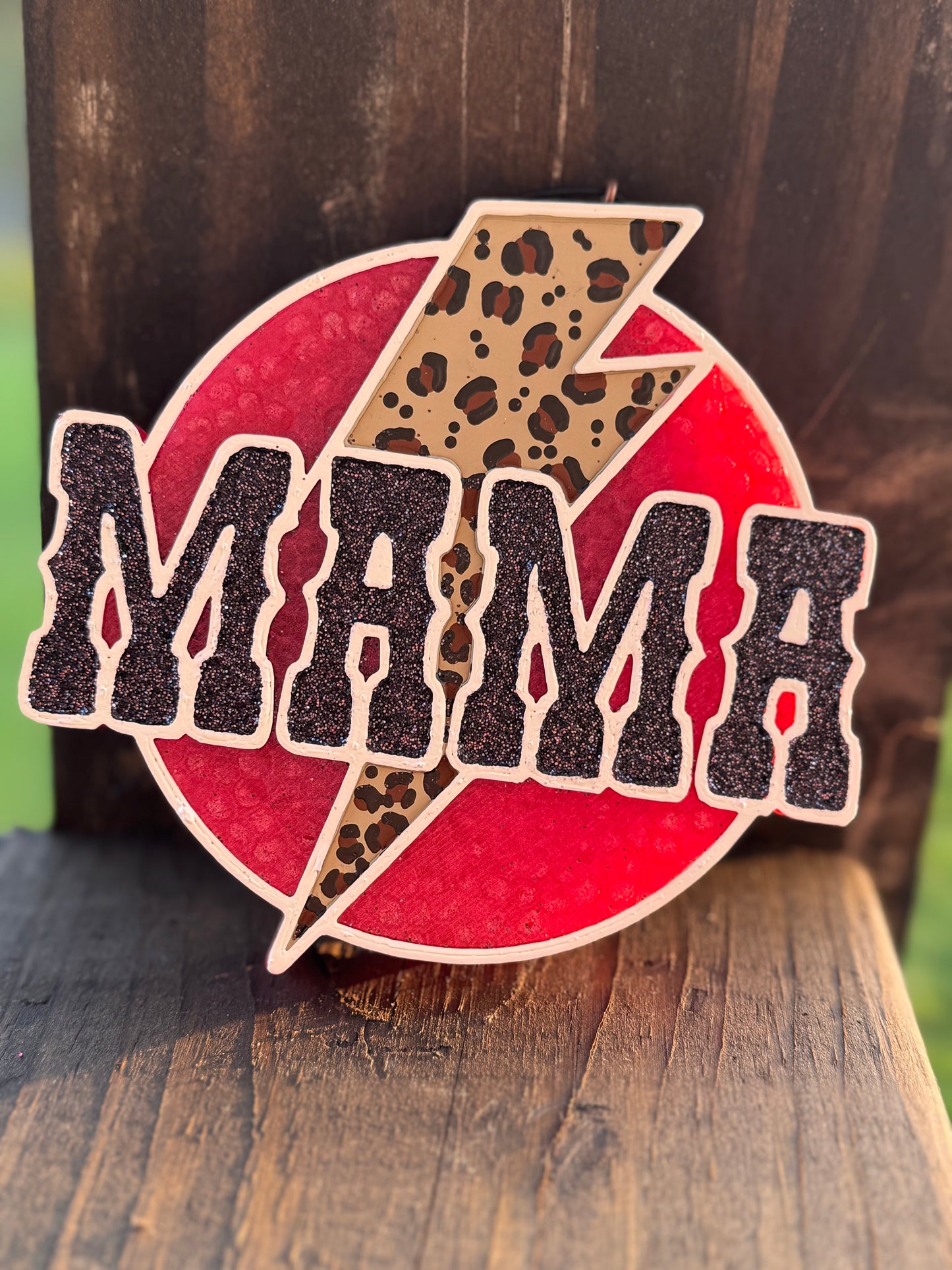 Mama Circle Lightning Bolt Car Freshie