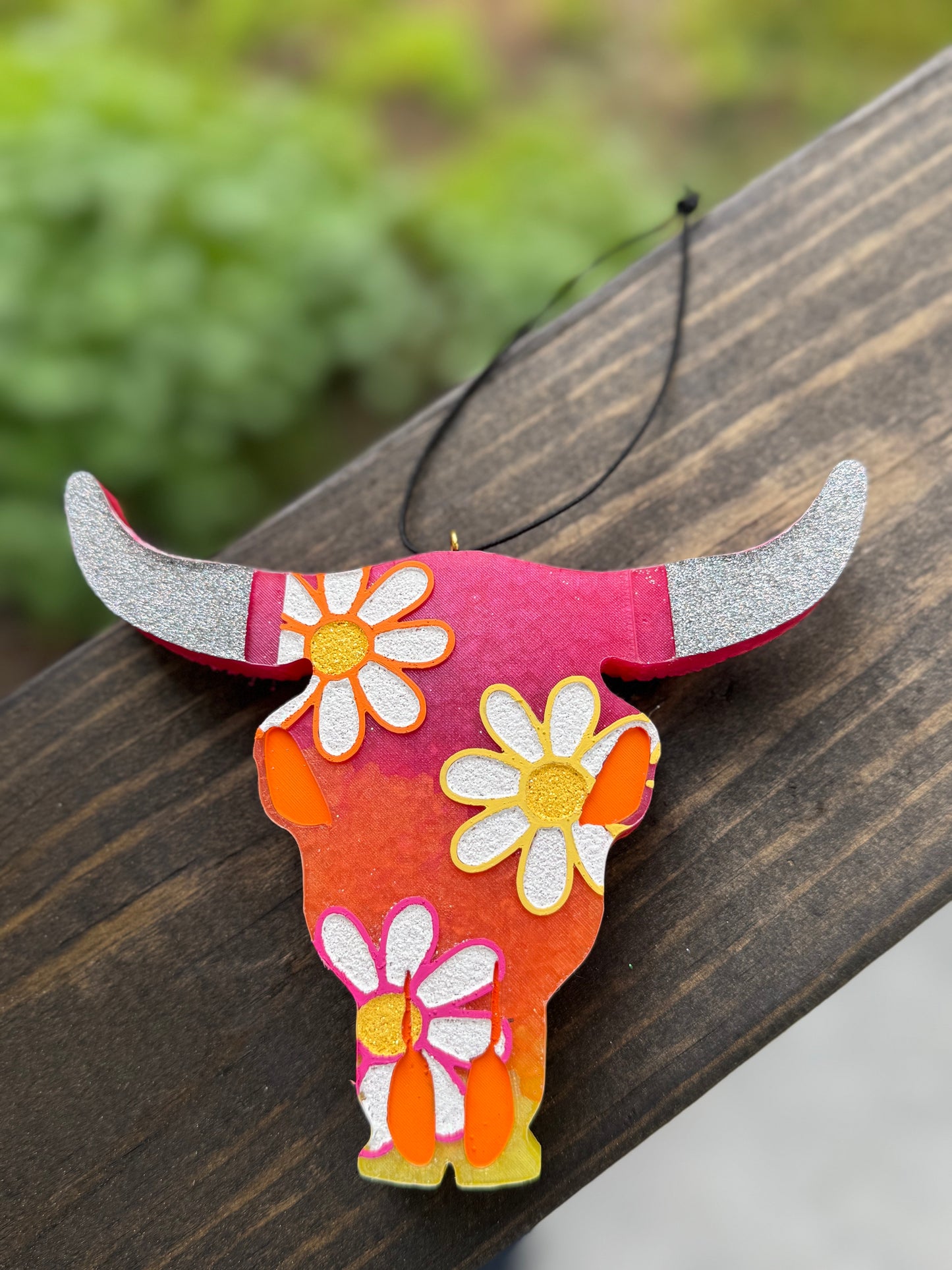 Daisy Bull Skull Car Freshie