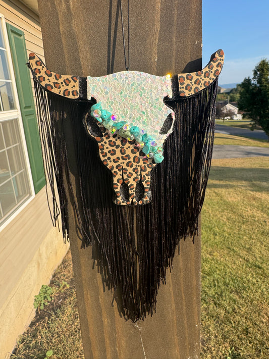 Crystal Bull Skull Car Freshie