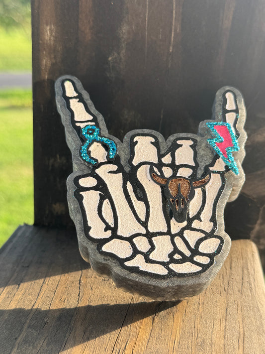 Turquoise Skelly Hand Car Freshie