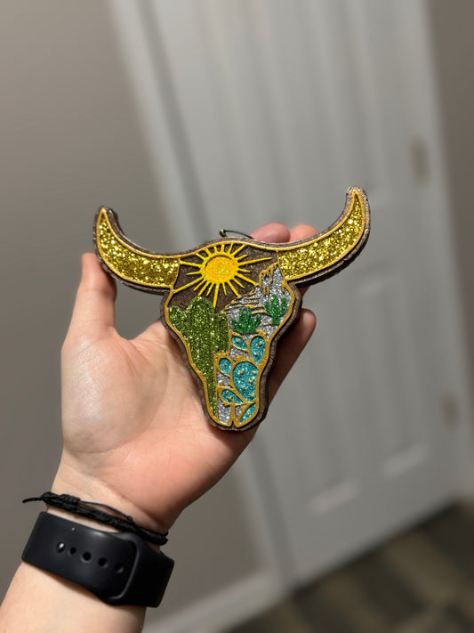 Desert Bull Skull Car Freshie