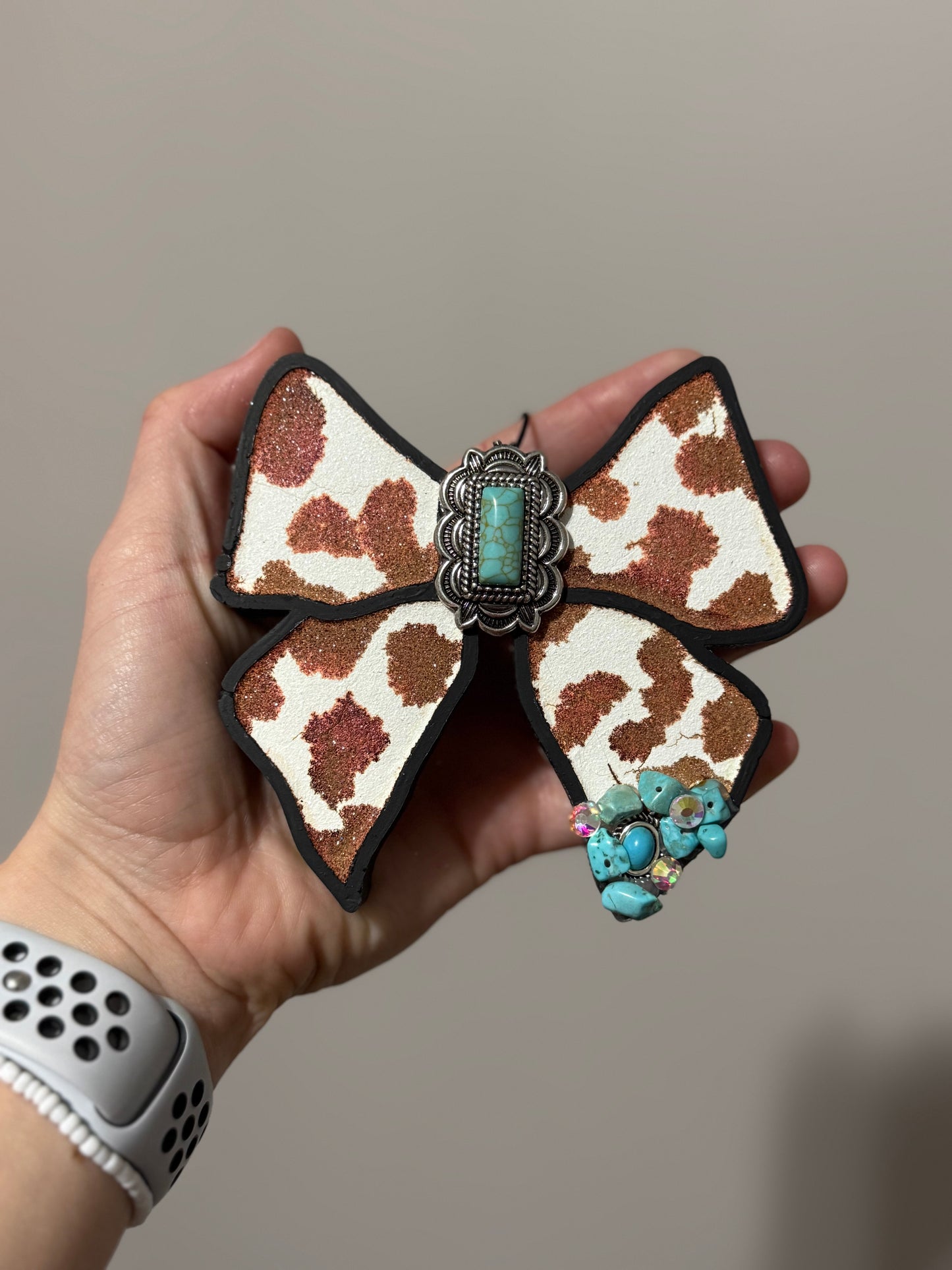 Cow Print Turquoise Bow Car Freshie