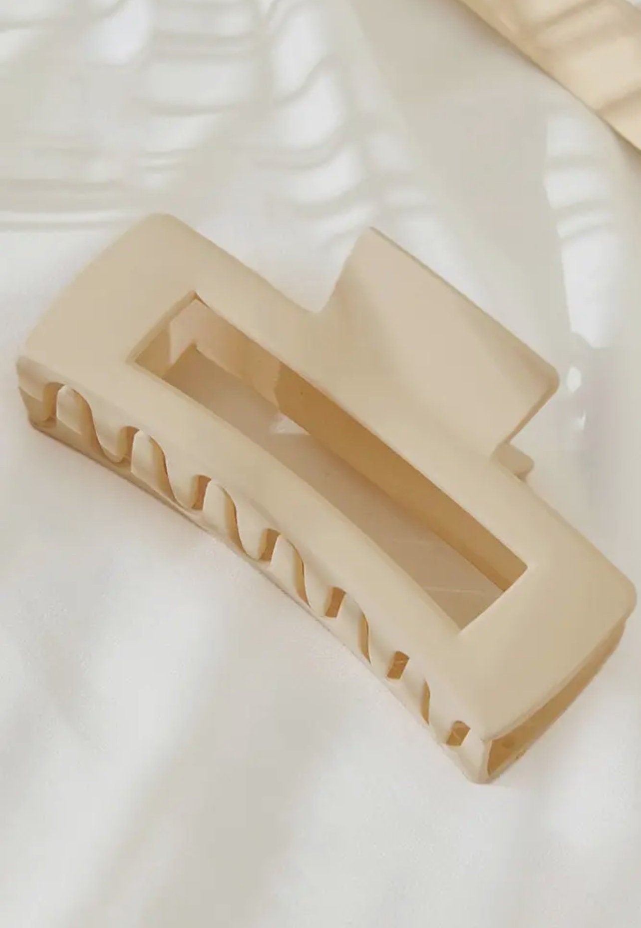 Beige Rectangular Claw Clip