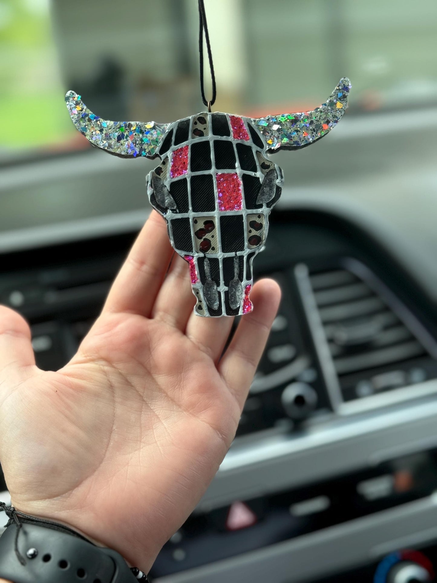 Disco Bull Skull Car Freshie