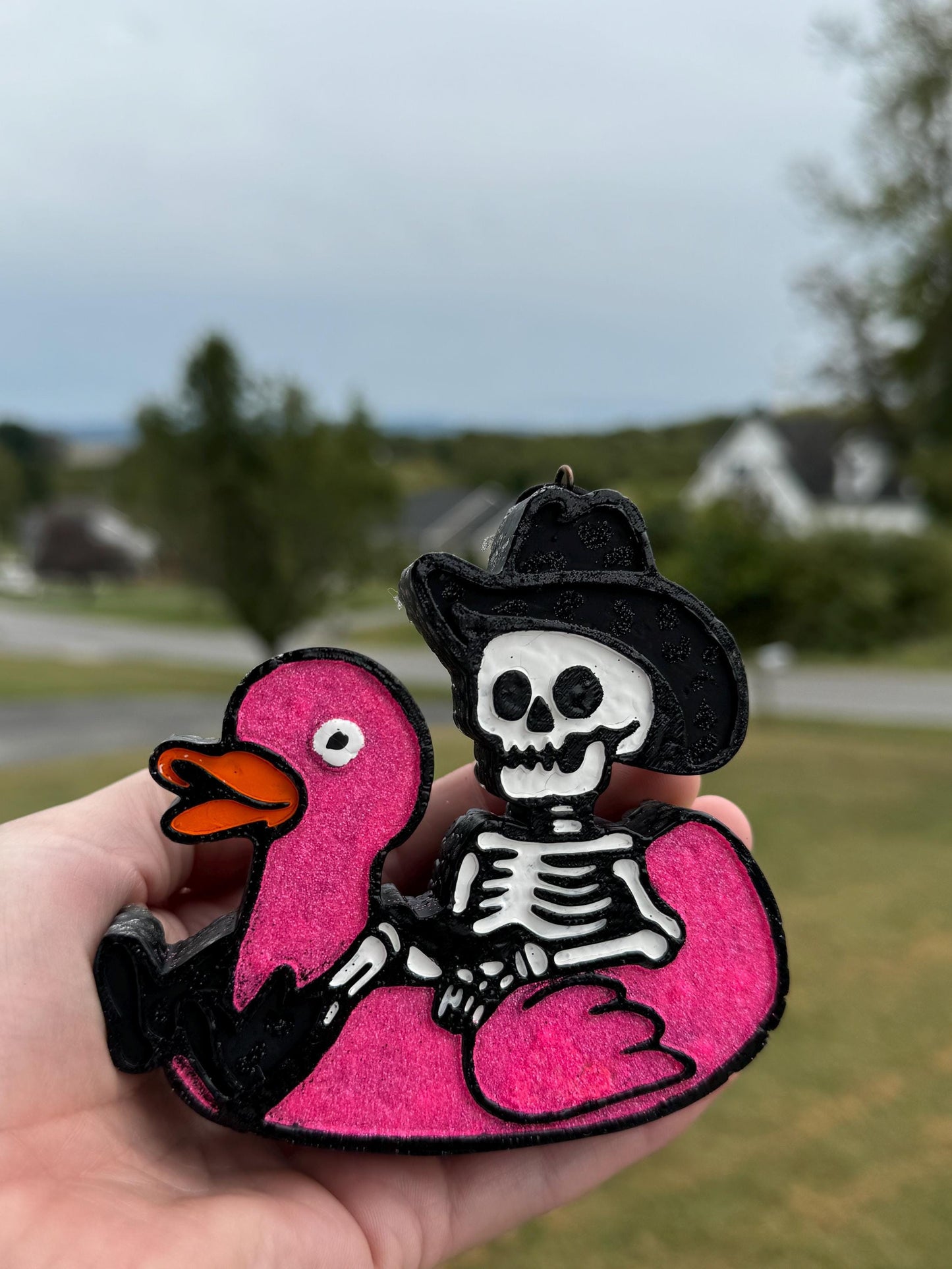 Cowboy Skelly On Floaty Car Freshie
