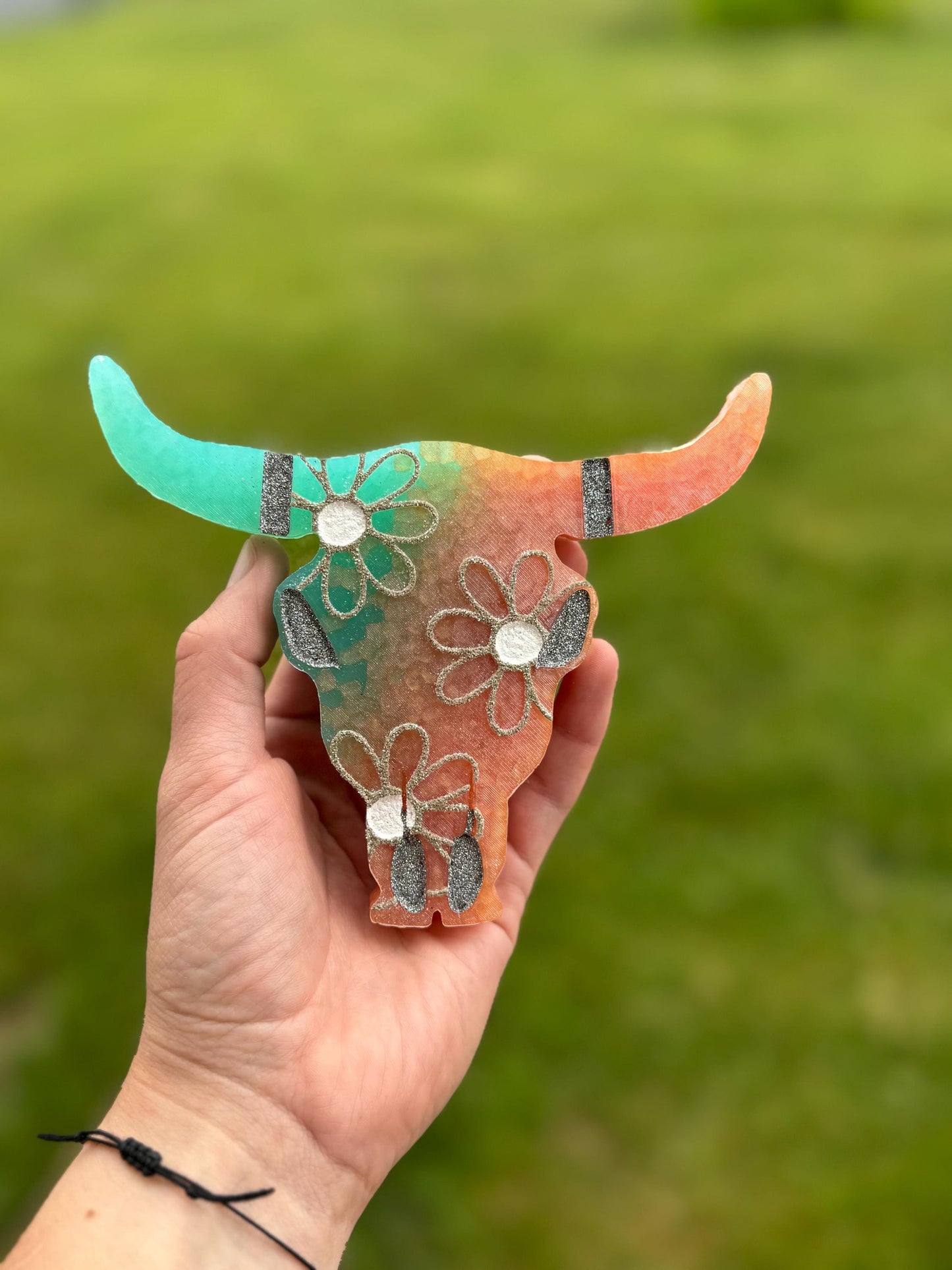 Daisy Bull Skull Car Freshie