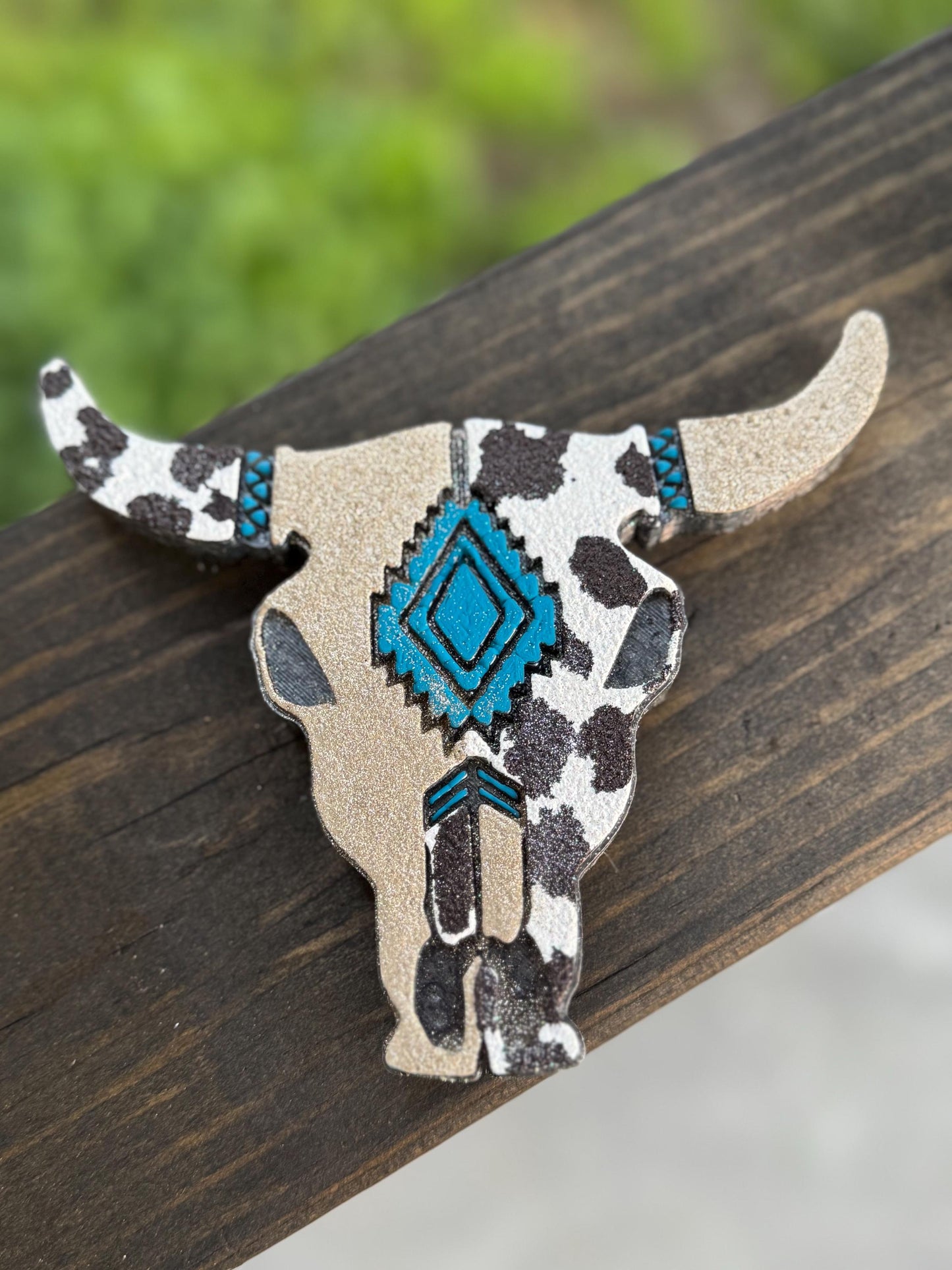 Cow Print Bull Skull Car Freshie