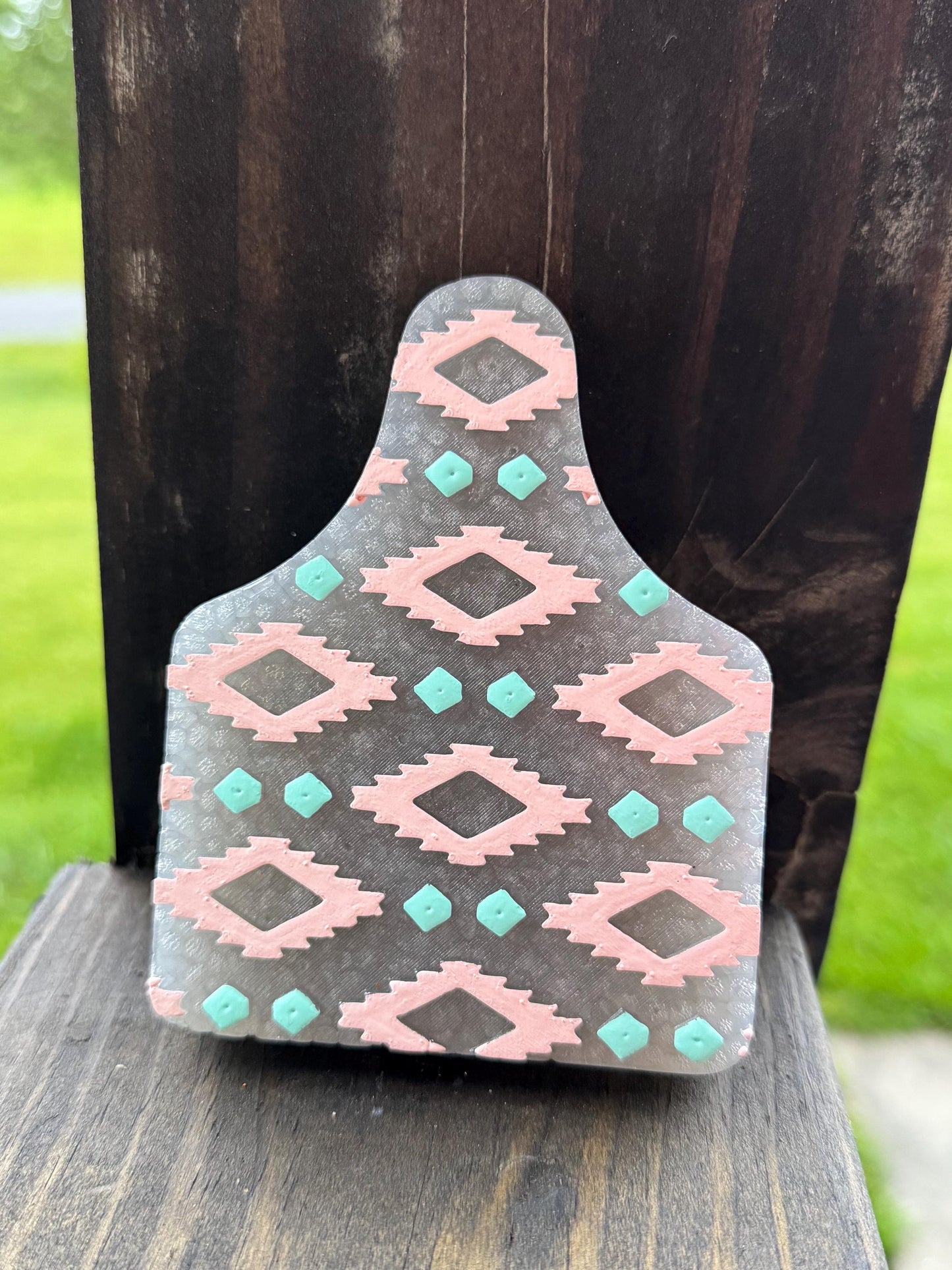 Aztec Cow Tag Car Freshie