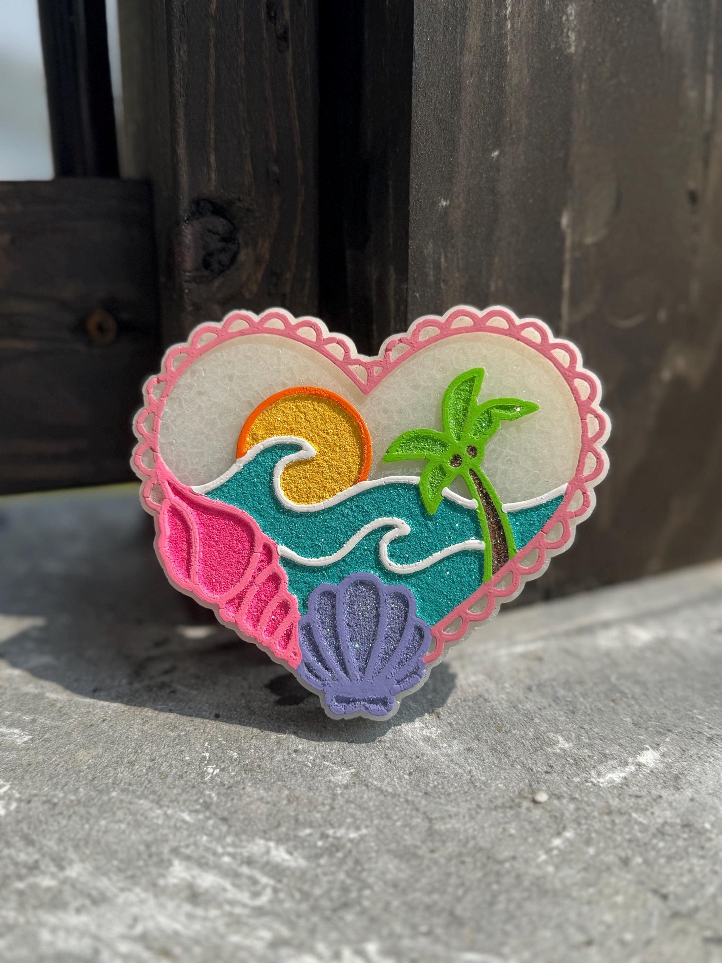 Lace Beach Heart Car Freshie