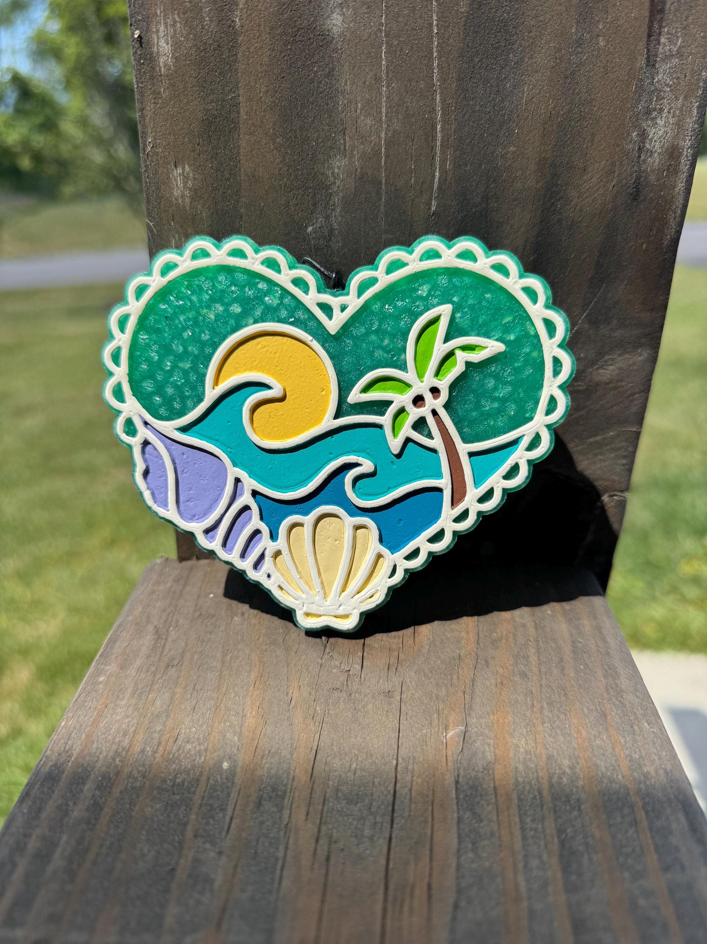 Lace Beach Heart Car Freshie