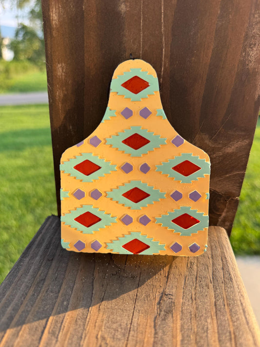 Aztec Cow Tag Car Freshie
