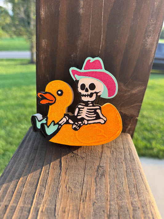Cowboy Skelly On Floaty Car Freshie