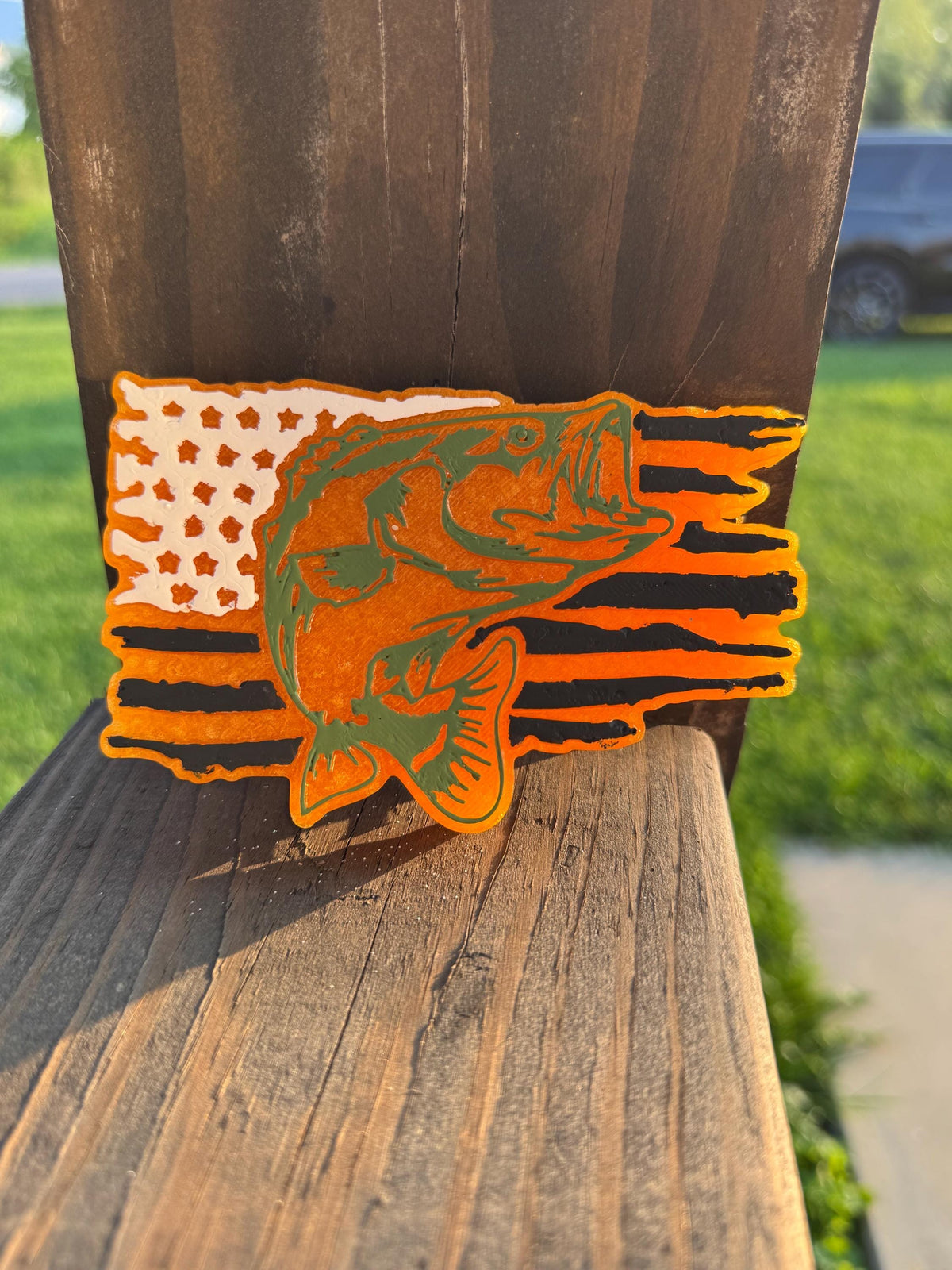 American Flag & Fish Car Freshie