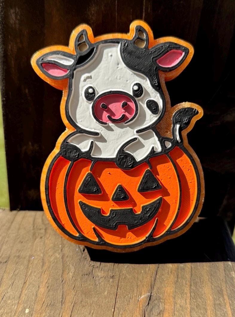 Cow in Pumpkin Car Freshie